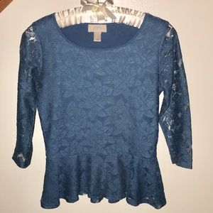 Ann Taylor LOFT Lace Dress Shirt